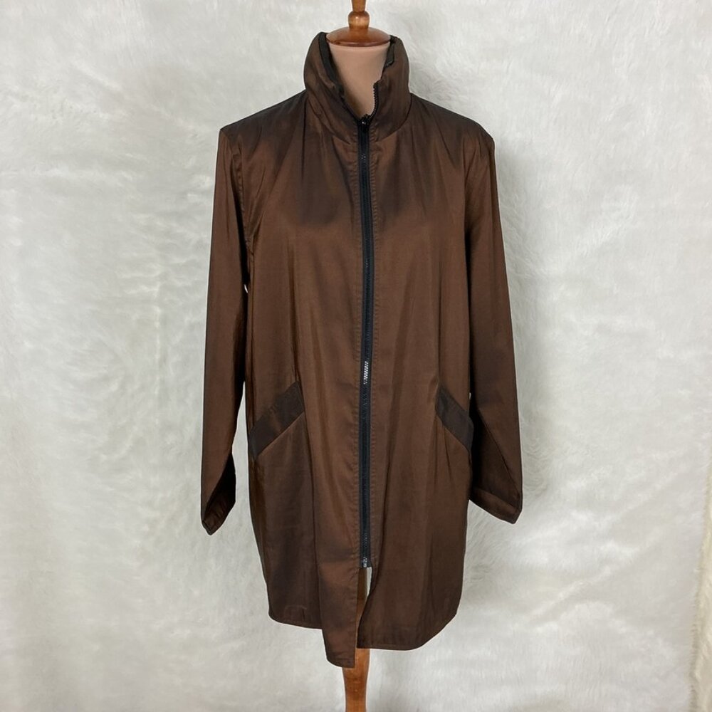Mycra Pac Now Reversible Black & Copper Brown Zip Hood Jacket Size 1 - S/M
